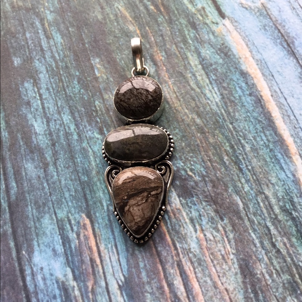 Mookaite Jasper Stone Pendant Sterling Silver